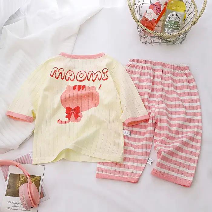 Ensemble pyjama en coton pour bébé, manches longues, vêtements de nuit pour bébé, dessin animé, vête