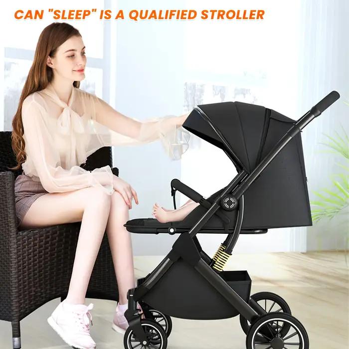 Luxueux léger haute paysage bébé poussette jambes-siège pour nouveau-né une main reline poussette la
