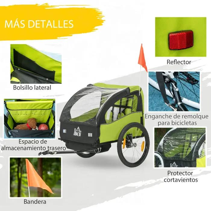Remorque de vélo Homcom pour enfants +18 mois avec 2 sièges 140X88X90 cm