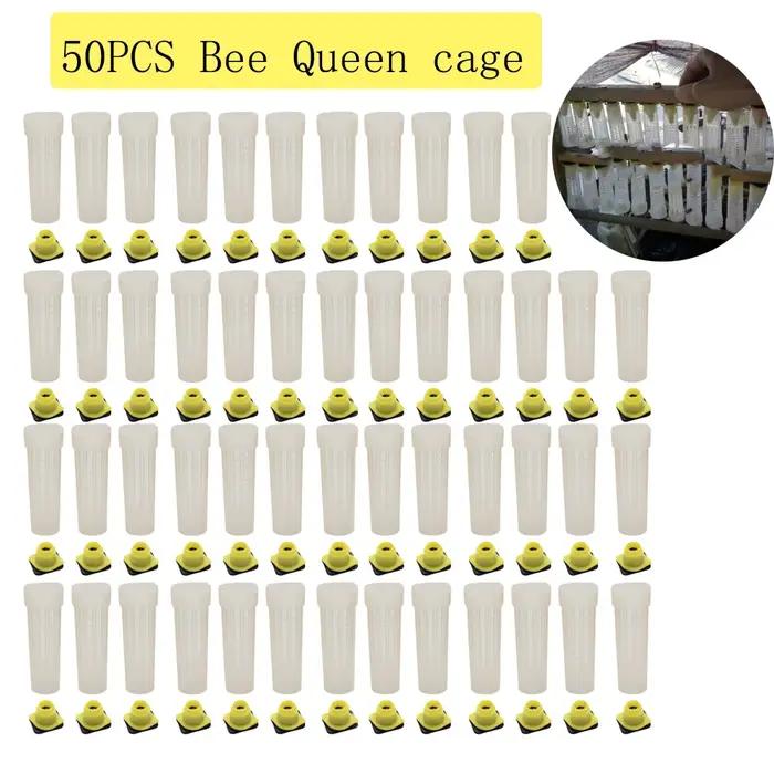 50 pièces Nicot abeille cheveux rouleau reine Cages en plastique protection scellé cellule couvertur