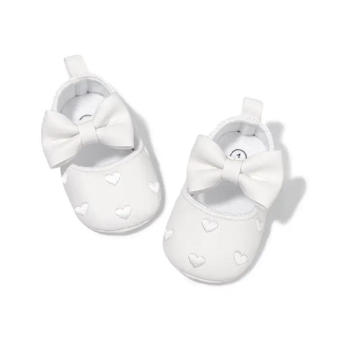 Meckior bébé chaussures robe classique mignon nœud papillon coeur anti-dérapant semelle souple premi