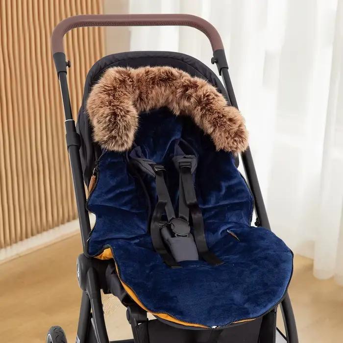 Chancelière de Poussette d'Hiver pour Bébé de 0 à 24 Mois, Sac Enveloppant, Patchwork Bleu Marine, C