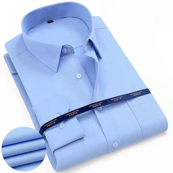 Chemise à manches longues pour hommes, couleur unie, basique, robe formelle, confortable, Business,