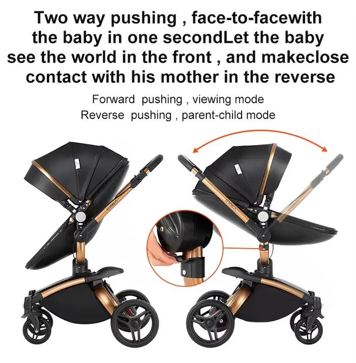Poussette bébé 3 en 1 pour landau, accessoires pour nouveau-né, poussette de bébé de luxe de paysage