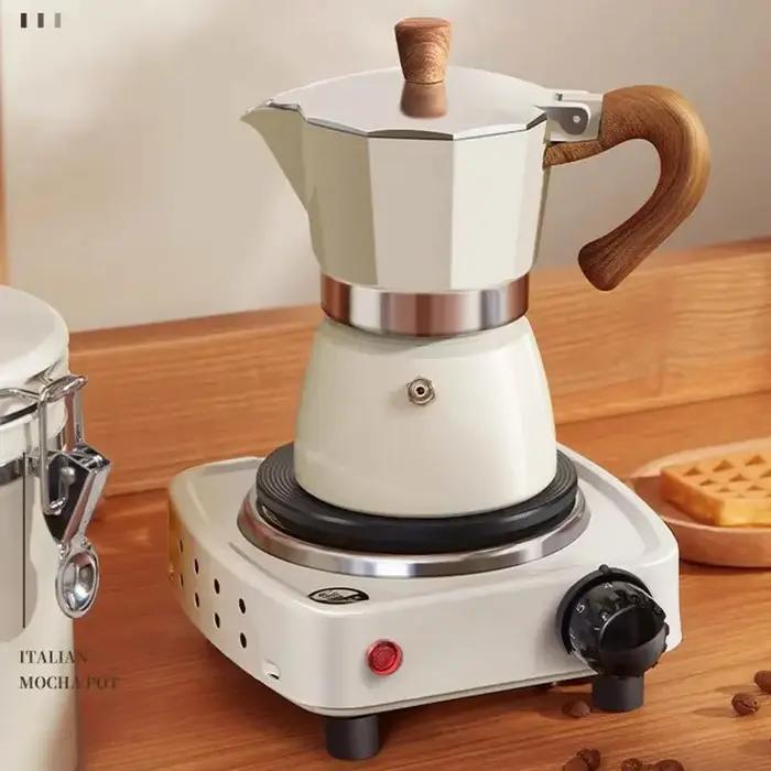 Machine à expresso Vintage avec manche en bois, Pot Moka de 150ml 300ml, outils de café italien clas