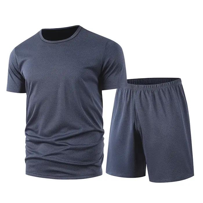 Ensemble d'été 2 pièces en maille multicolore pour hommes, short à manches courtes, T-shirt de sport
