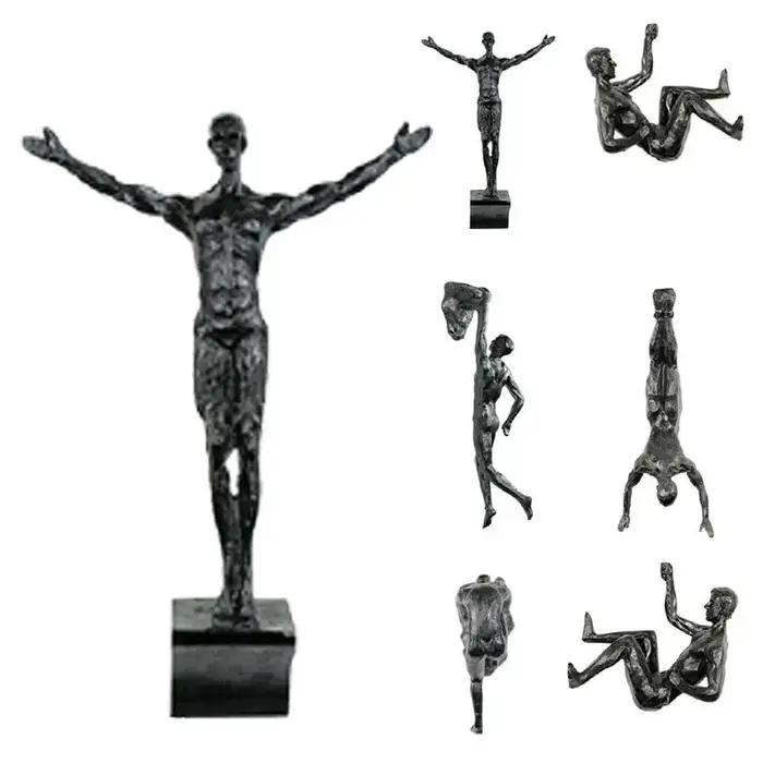 Athlète escalade homme résine fond tenture murale décoration Sculpture Statue chiffres créatif grimp
