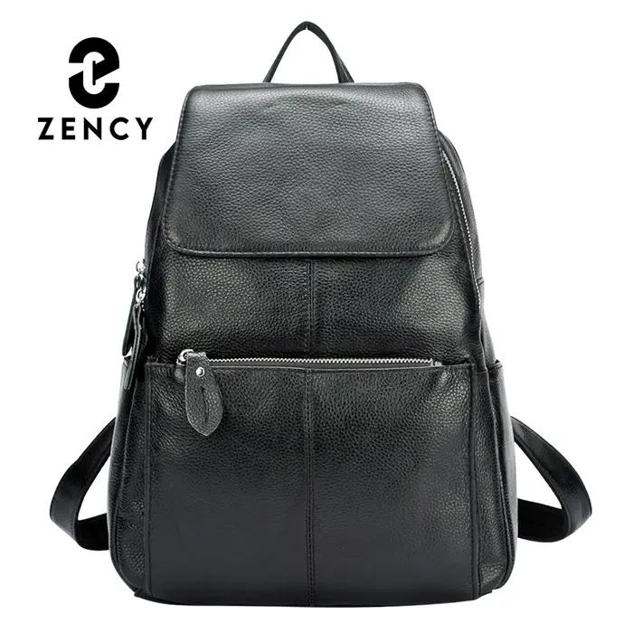 Zency en cuir véritable femmes sac à dos de haute qualité grande capacité sac de voyage sac à dos ca