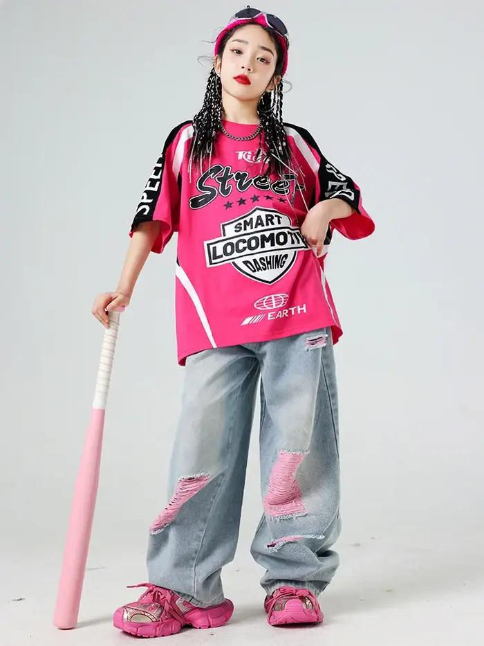 Costume Hip Hop pour filles, tenue de danse de rue, costumes de spectacle sur la piste, pantalons dé
