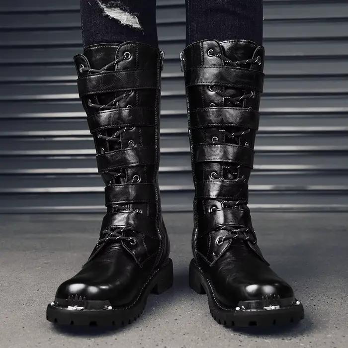 Bottes de moto montantes décontractées pour hommes, bottes de travail de protection de sécurité, ext