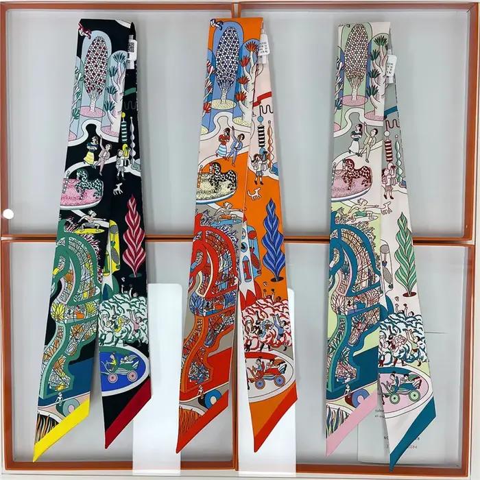 100% soie haute qualité marque de luxe marchandises écharpe femmes bandeau Foulard cravate ruban Fou