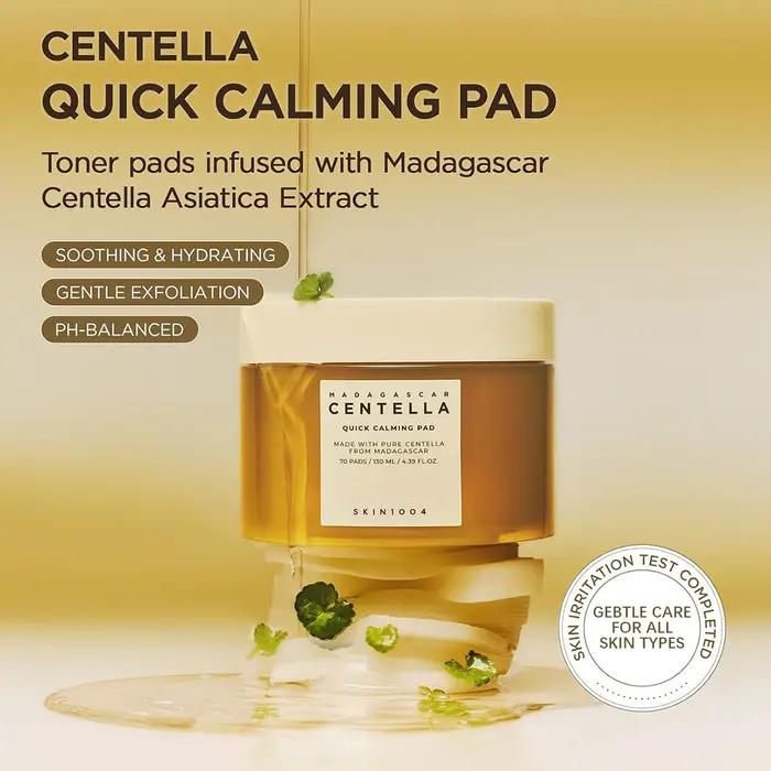 SKIN1004 MADAGASCAR CENTELLA PAD, Essence infusée Texture de coussin, pour un éclat radieux, mai