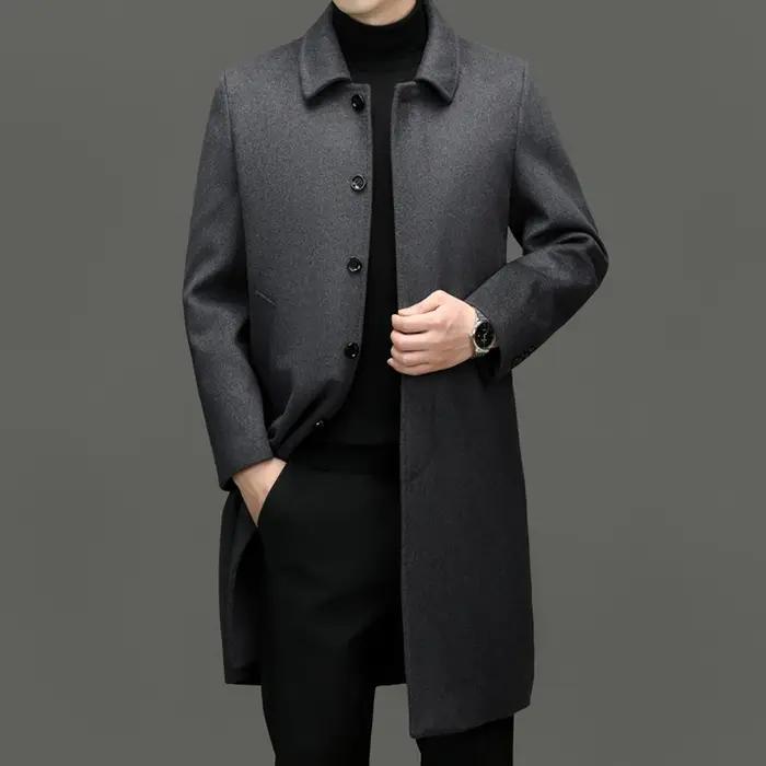 Manteaux en cachemire haut de gamme et à la mode pour hommes pour l'automne et l'hiver, vestes à rev