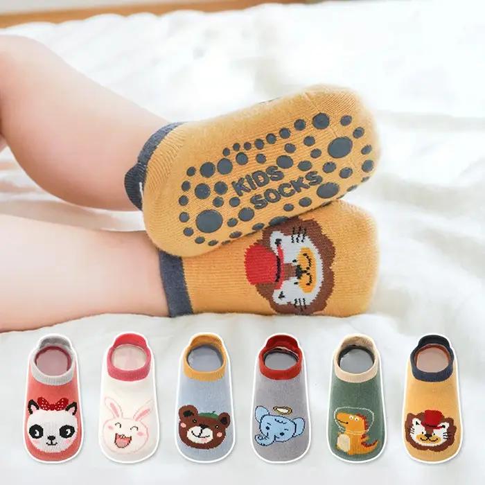 6 paires chaussettes coton enfants motif animal dessin animé - Antidérapantes confortables bébé