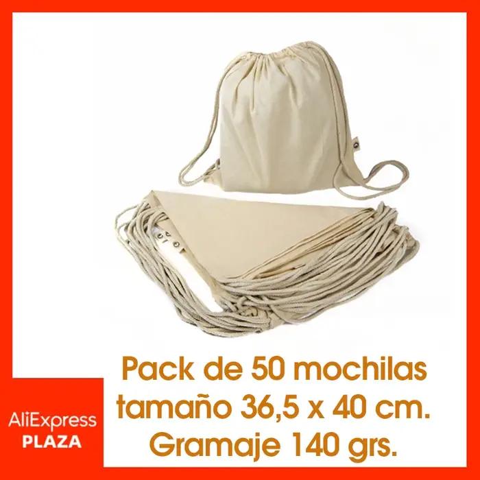 Sac à dos en coton naturel écologique avec fermeture à cordon, paquet de 50 sacs en tissu pour l'art
