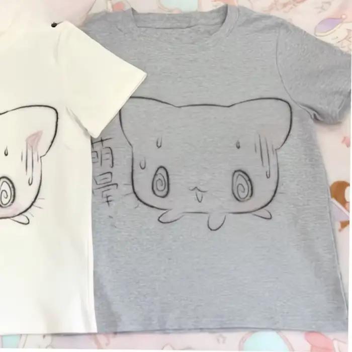 T-shirt surdimensionné japonais pour femmes, vêtements à manches courtes, col rond, mignon, à la mod