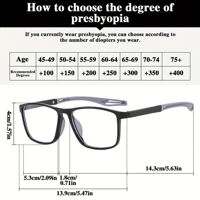 Lunettes de sport presbytie, 8 pièces, miroir antidérapant, conception de jambe, lunettes de lecture