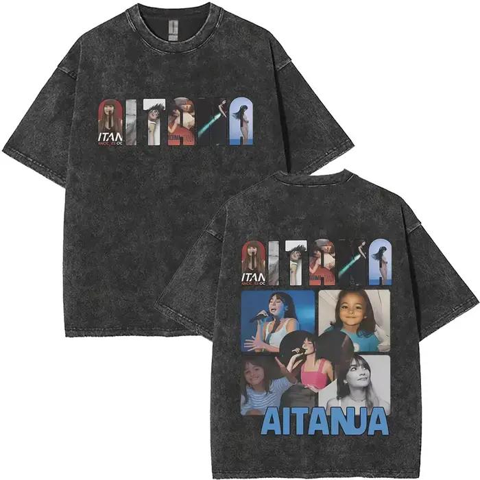 Lavé Vintage chanteur Aitana graphique T-shirt CUARTO bleu impression T-shirts hommes femmes mode Po