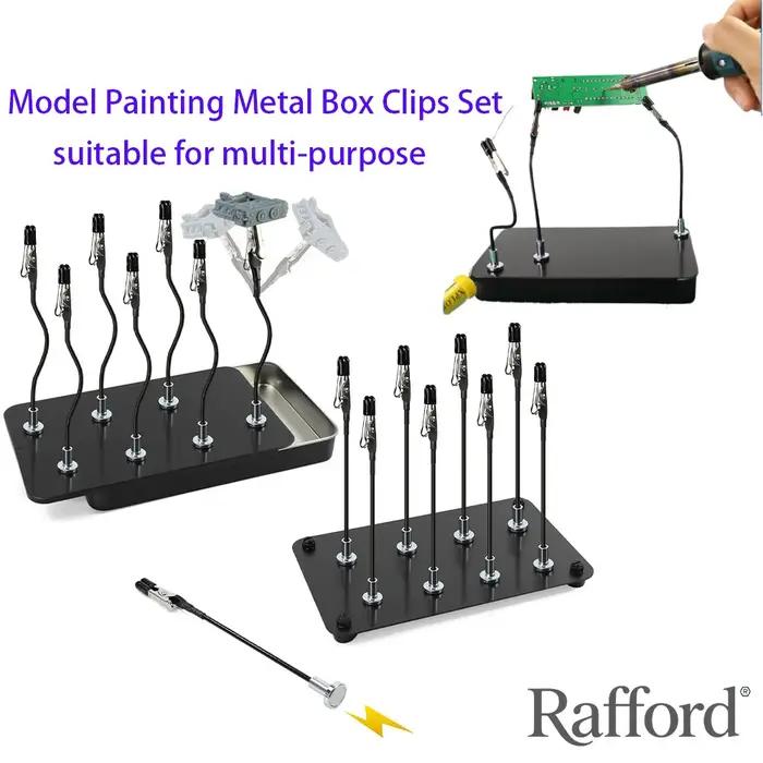 Rafford 12 pièces modèle pliable peinture pince crocodile bâtons pointes en caoutchouc + Base magnét