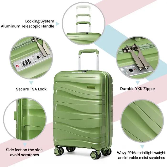 Ensembles de valises à main Melalenia, valise à coque rigide en PP extensible avec roulettes