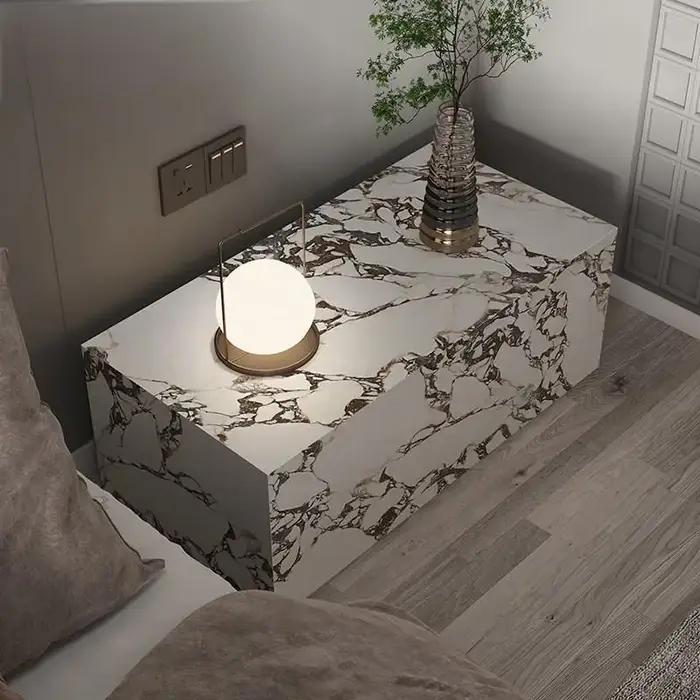 Table de chevet moderne minimaliste de luxe en ardoise avec tiroirs de rangement, meubles de chambre