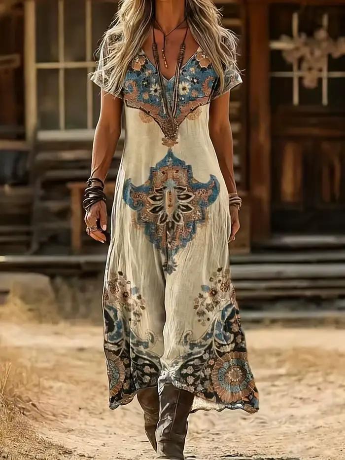 Robe grande taille pour femme, style rétro, col en V, nouvelle collection printemps-été