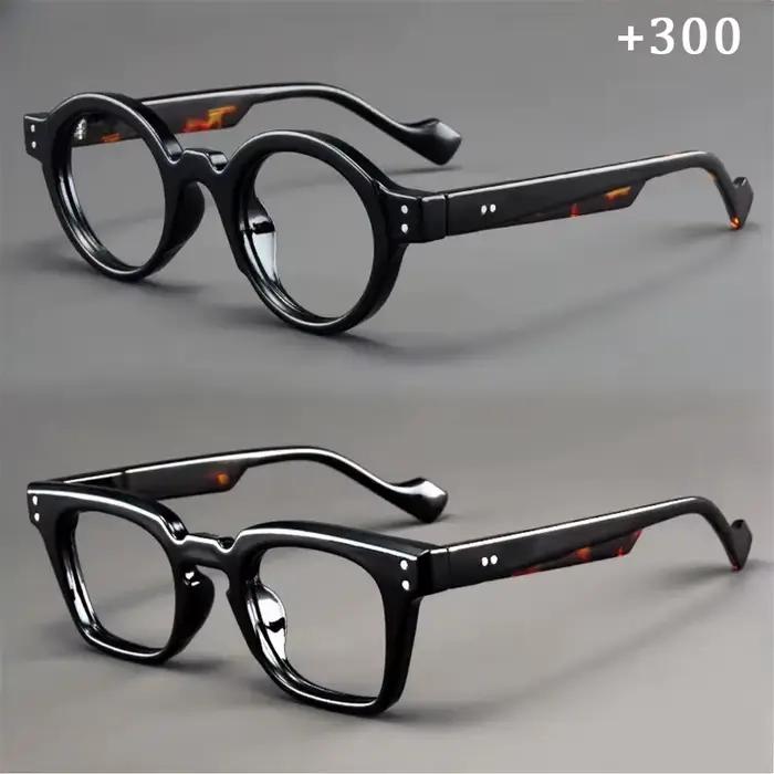 Un ensemble de 2 lunettes de lecture rondes et carrées vintage, adaptées aux hommes et aux femmes, c