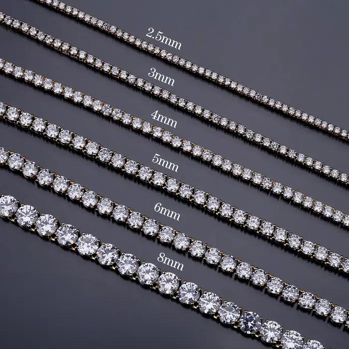 TOPGRILLZ 3mm-10mm glacé Bling AAA Zircon 1 rangée chaîne de Tennis collier hommes Hip Hop bijoux or