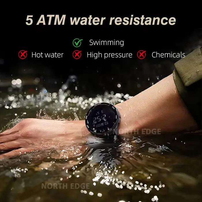 Montres numériques pour hommes NORTH EDGE 2026 TERRAX, sports de plein air, natation, étanches 50 m,