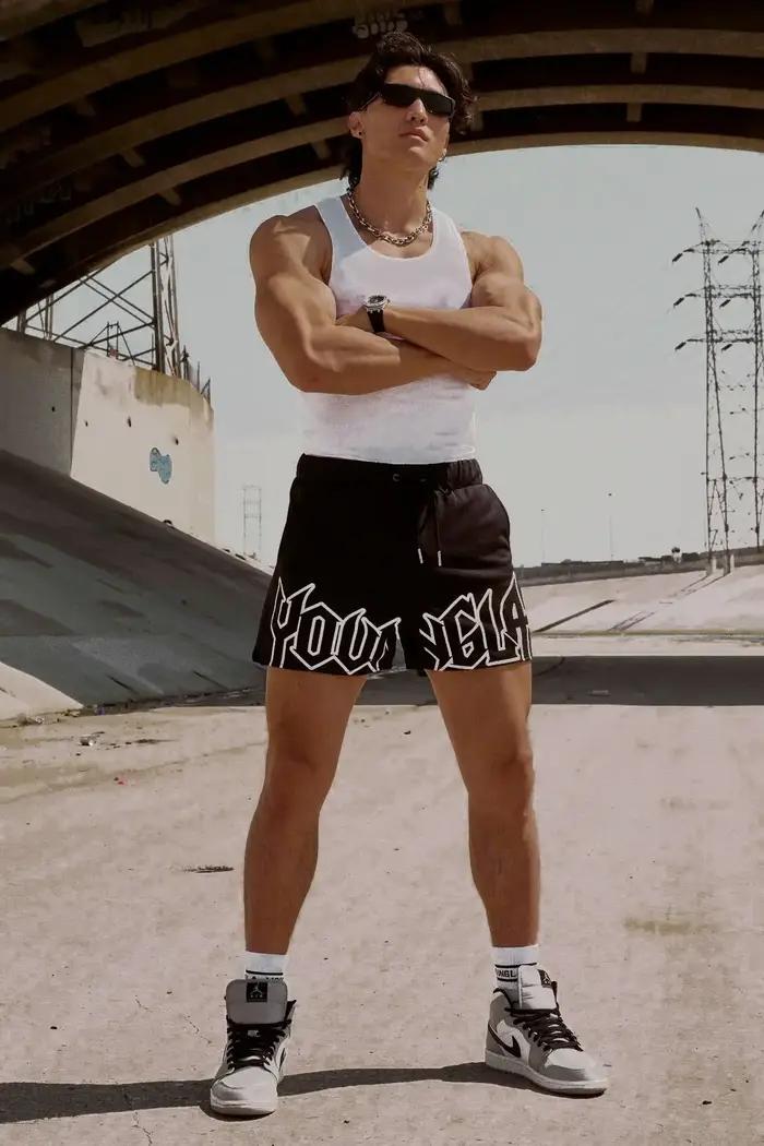 YA short de sport d'été pour hommes, musculation, Fitness, séchage rapide, respirant, décontracté, c