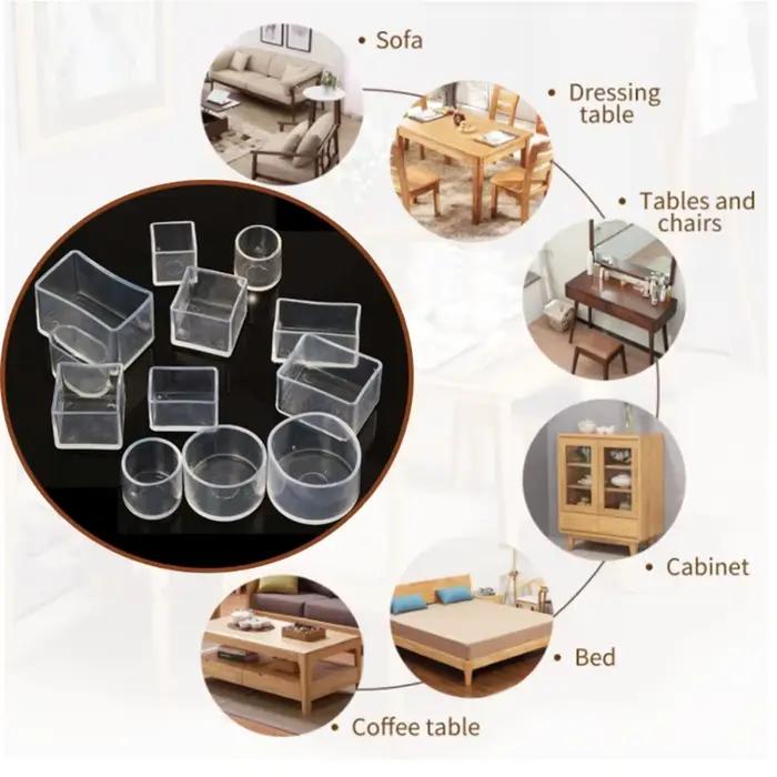 Pieds de Chaise Antidérapants en PVC, Couvre-Pieds de Meubles Carrés, Ronds, Silencieux et Résistant