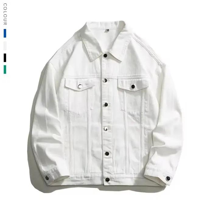 Veste en jean surdimensionnée pour hommes, coton blanc, vêtements masculins, haut classique, mode dé