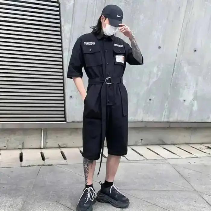 HKSH-Combinaison pantalon safari pour hommes, nouvelle marée, mode automne et été, poignées amovible