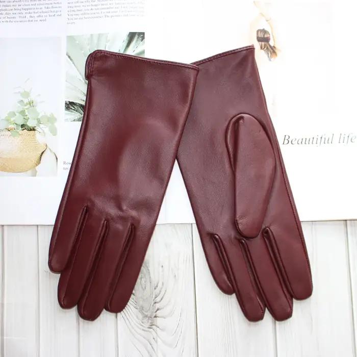 Nouveaux gants en cuir pour femmes, écran tactile en peau de mouton, sans doublure, fins, à la mode,