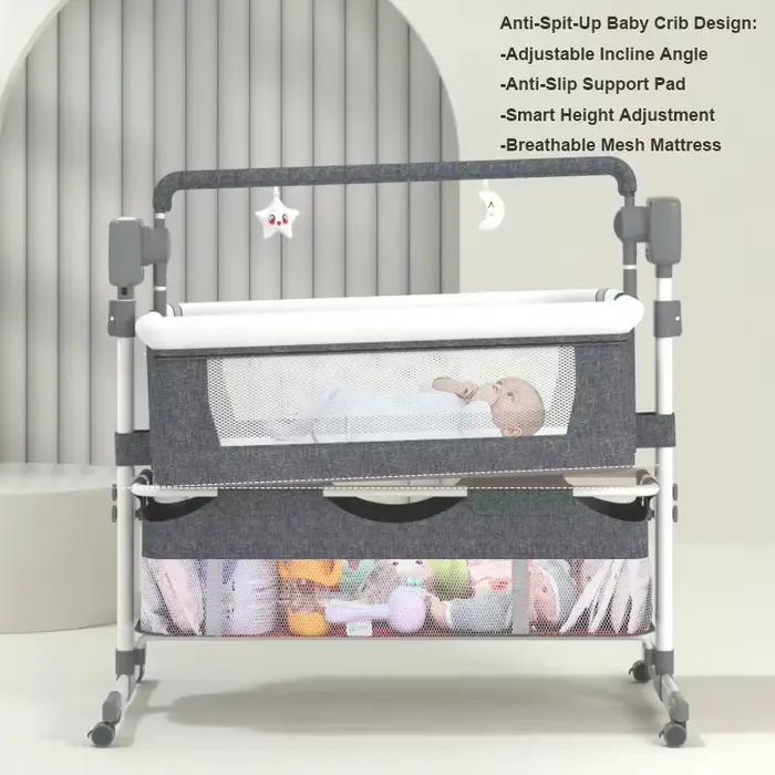 Berceau électrique 3 en 1 pour bébé, chaise haute et bascule avec Bluetooth, télécommande, panier de