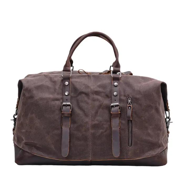 MUCHUAN hommes sacs de voyage M sacs à bagages à main toile cuir voyage sacs polochon sacs à bandoul