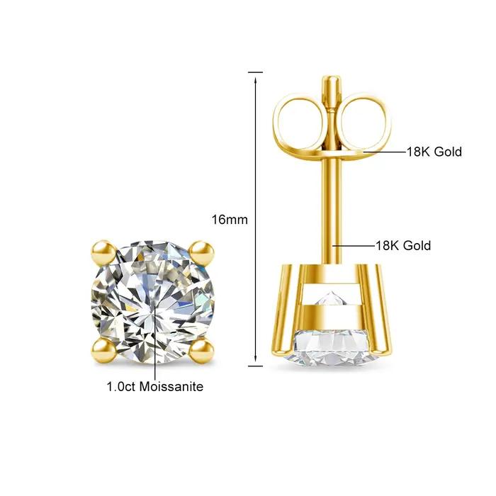 Szjinao réel complet 18k boucles d'oreilles en or AU750 Moissanite diamant véritable or femmes bijou