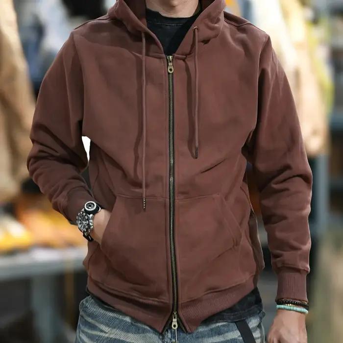 Cardigan à Capuche Rétro pour Homme, Vêtement de Marque, Lourd, Ample, Grande Taille, Nouvelle Colle