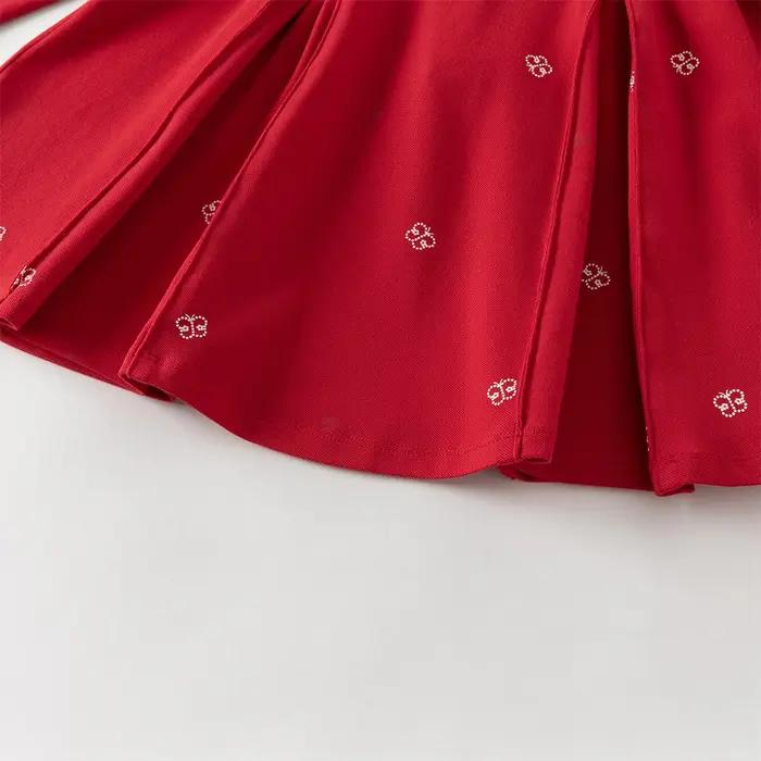Dave Bella robe élégante pour filles printemps enfants robes de princesse jupe Polo rouge en plein a