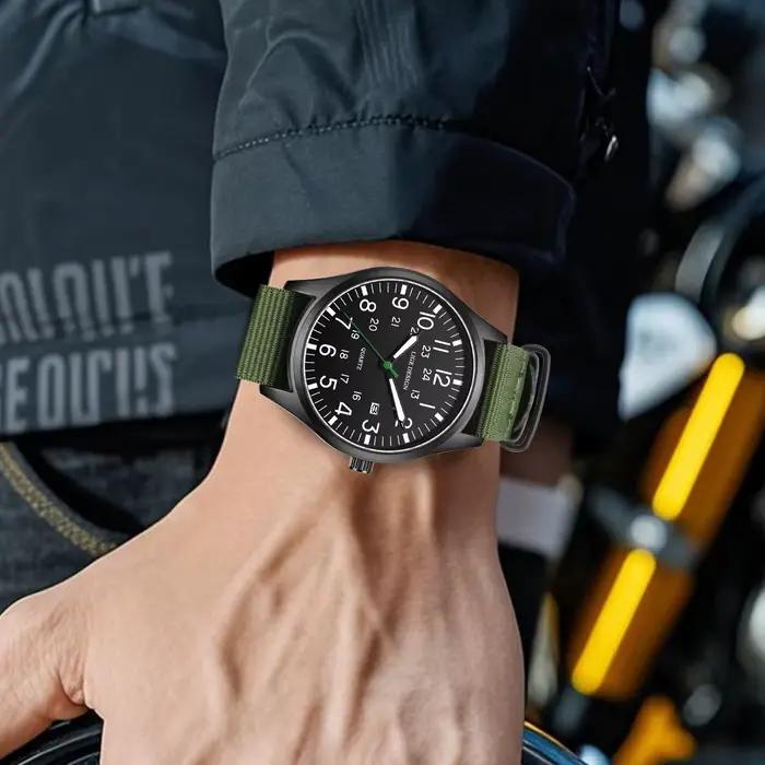 LIGE Top marque de luxe hommes montre à Quartz Date Nylon cuir étanche lumineux militaire sport mont