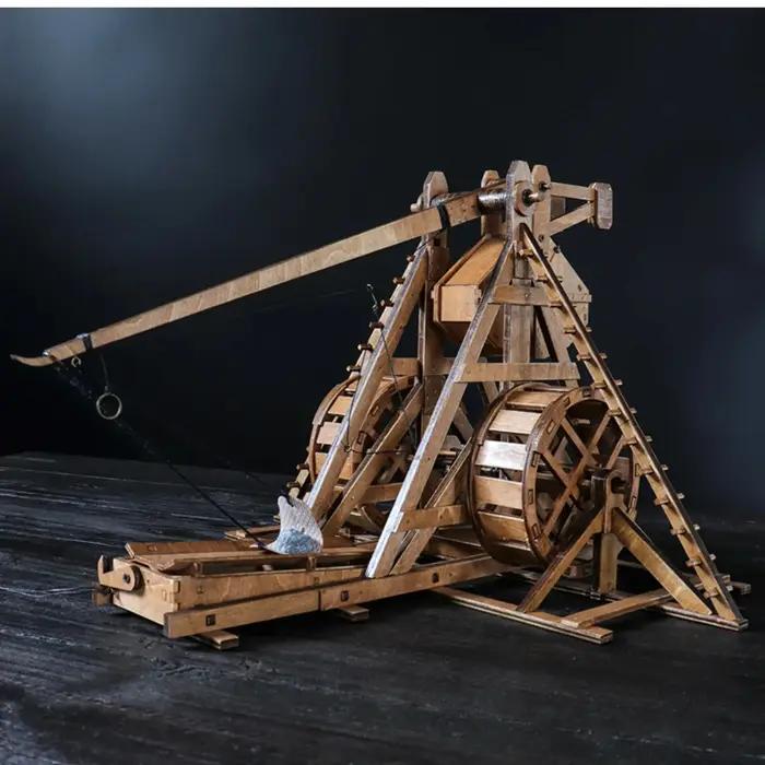 Modèle de Trebuchet 3D en bois 1:48 pour bricolage et assemblage artisanal occasion spéciale historique