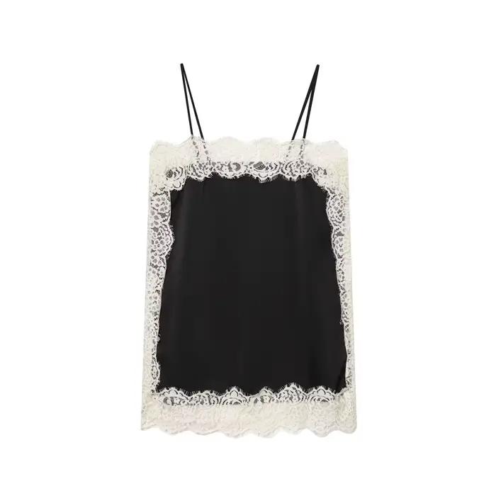 Zevity 2026 femmes Sexy dentelle couture doux Satin fronde Blouse femme Style intérieur marque chemi
