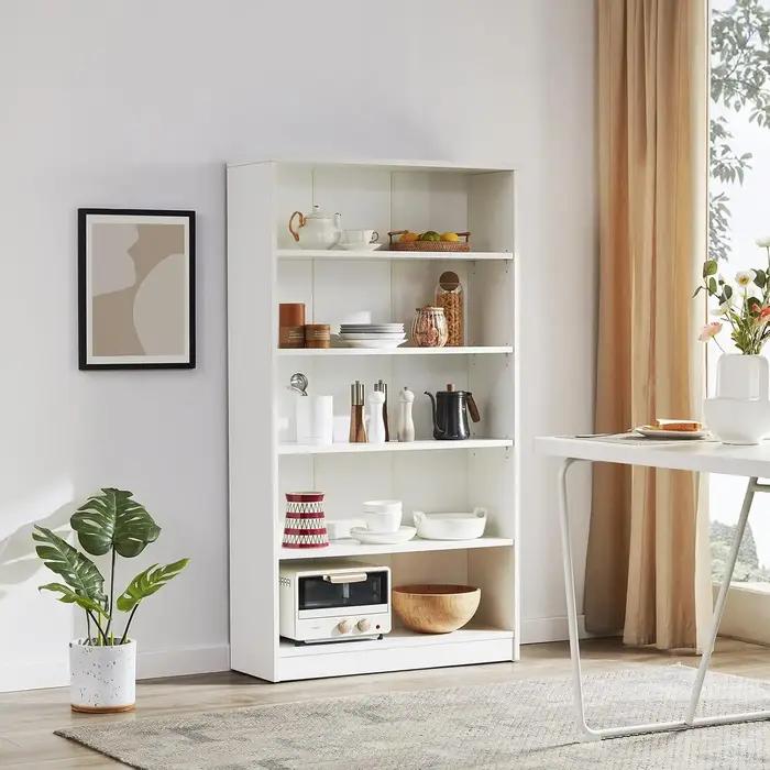 Étagère blanche pour chambre à coucher, bibliothèque de bureau à 5 étagères, 60 pouces de hauteur, b