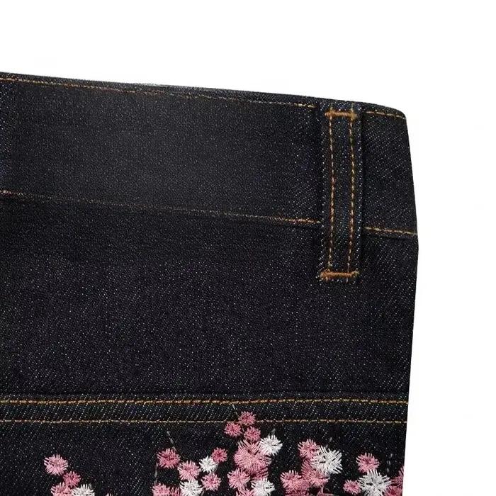 Y2K Harajuku jean Goth vintage fleur de prunier motif brodé pantalon à jambes larges hommes femmes d