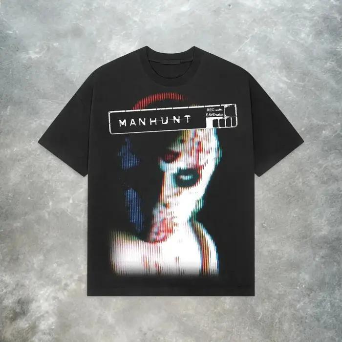 T-shirt Manhunt PS2_ T-shirt de jeu d'horreur rétro Y2K en pur coton, coupe ample, unisexe, mode déc