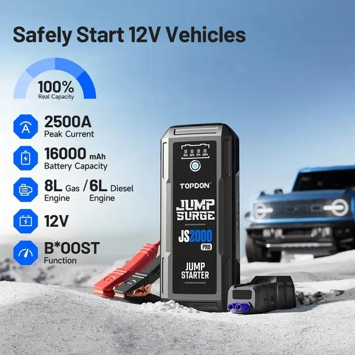 Topdon JS2000 pro/JS1500/JS1200pro 2500/1800/1200A démarreur de saut batterie externe 12V dispositif