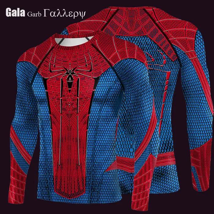 Costume Spider imprimé chemises de Compression pour hommes super-héros Cosplay Gym Fitness vêtements