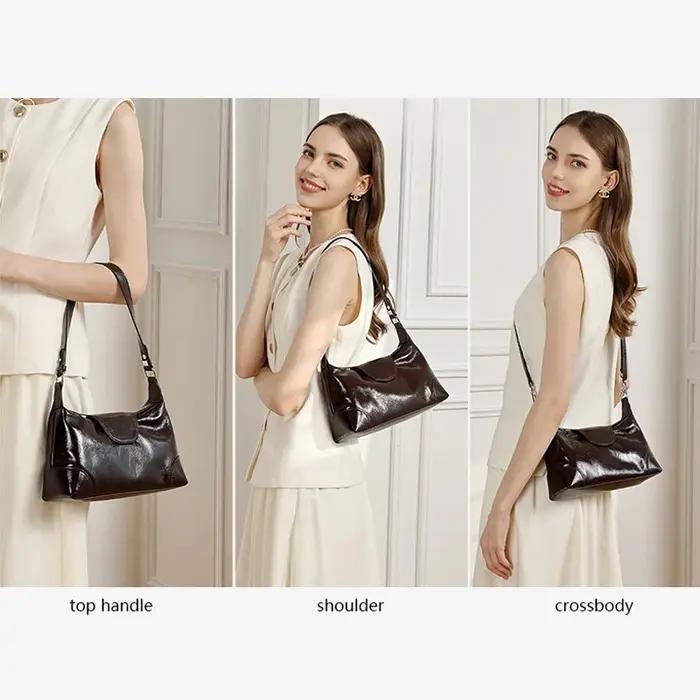 Sac à main en cuir véritable souple pour femme, sac à bandoulière décontracté multifonctionnel pour