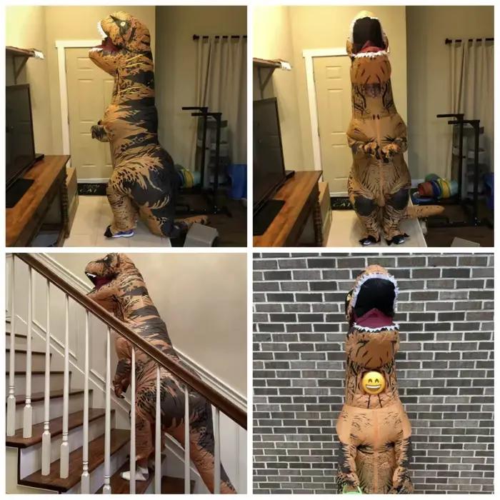 Costume Dinosaure T-Rex Gonflable pour Enfants Combinaison Amusante Unisexe pour Noël, Thanksgiving,