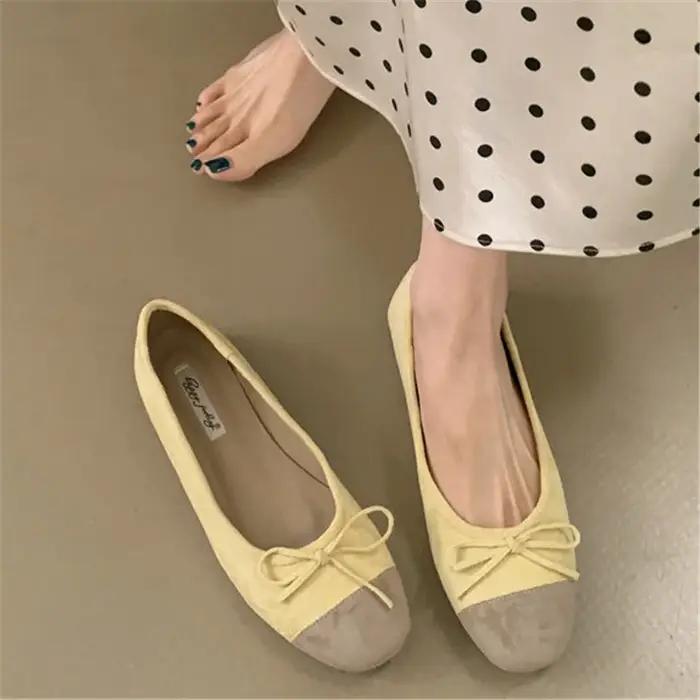 Bailamos 2026 – Nouvelles Ballerines Décontractées pour Femmes en Velours Doux, Élégantes, à Bout Ro